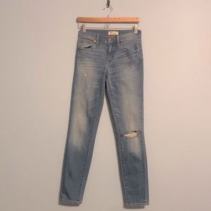 Madewell Womens Size 25 9" High Riser Skinny Skinny Jeans Ripped Knee Distressed